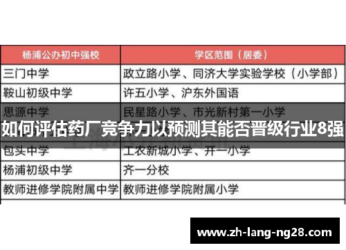 如何评估药厂竞争力以预测其能否晋级行业8强