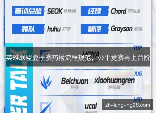 英雄联盟夏季赛药检流程规范，公平竞赛再上台阶